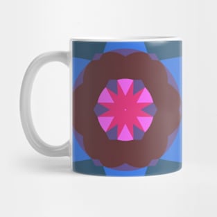 Retro Mandala Flower Yellow Pink and Blue Mug